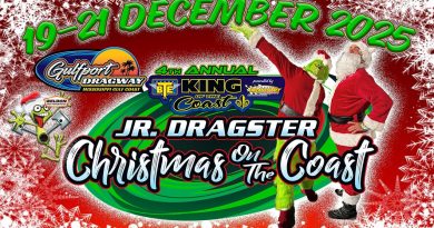 FREE LIVE DRAG RACING: The 4th Annual Christmas On The Coast Jr. Dragster Races From Gulfport Dragway – Friday