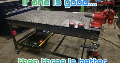 HARBOR FREIGHT FAB TABLE MODIFICATIONS: Combining Three Tables To Make One Big 3’x6′ Table On A Budget.